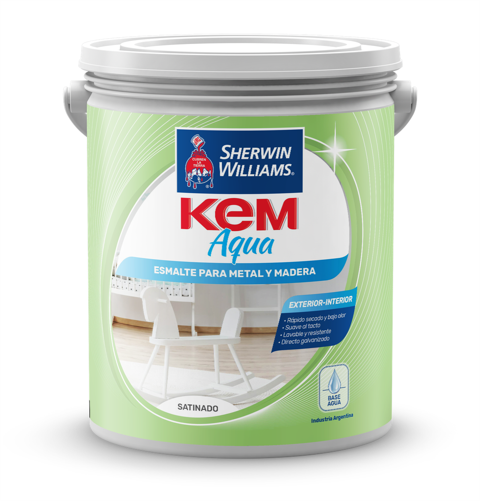 Esmalte Kem Aqua Blanco Satinado  4 L Sherwin Williams